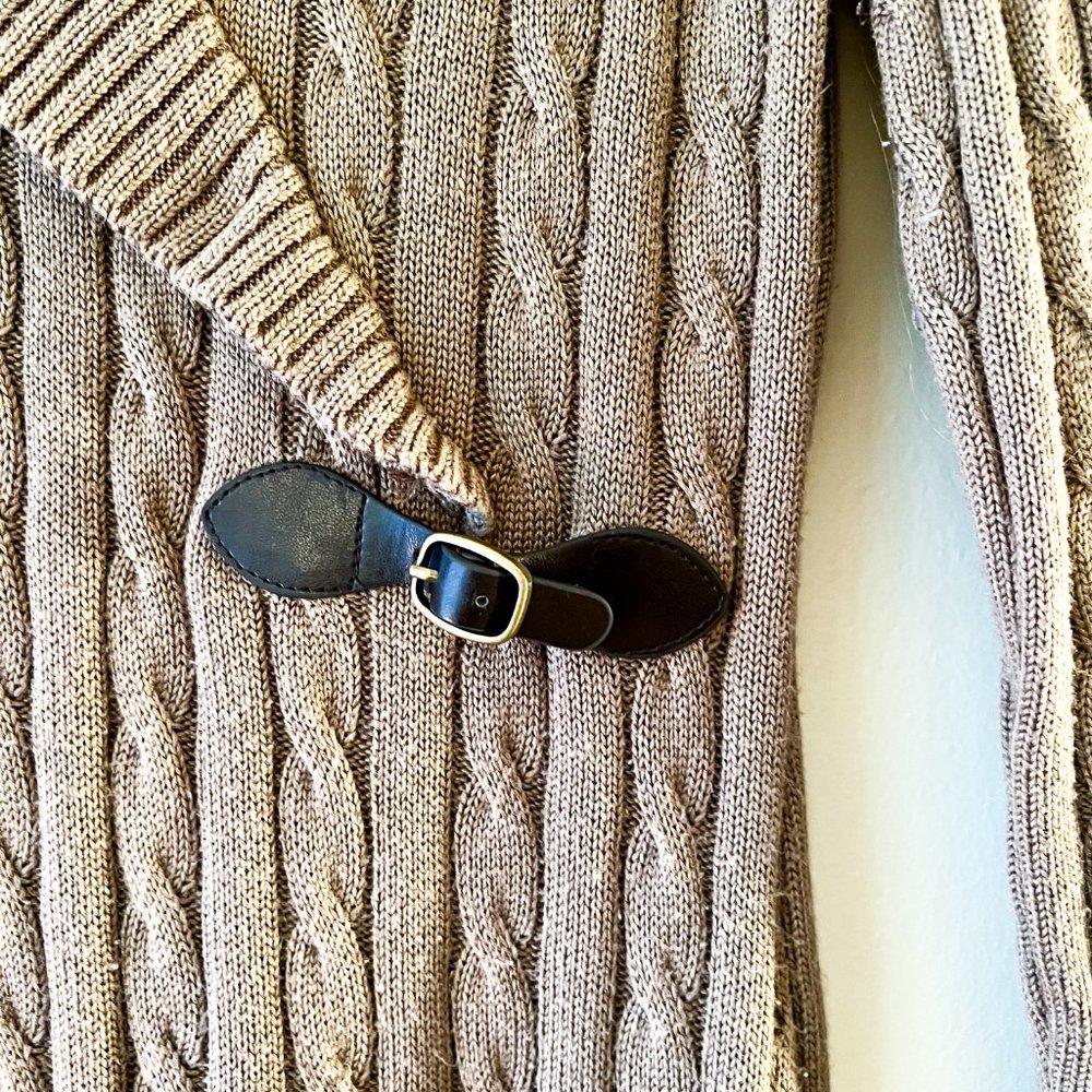 Cozy Calvin Klein Cable Knit Mini Sweater Dress Chestnut Brown M - Picture 5 of 5